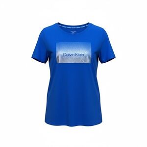 Calvin Klein Royal Blue Short Sleeve Tee with Metallic Logo Panel